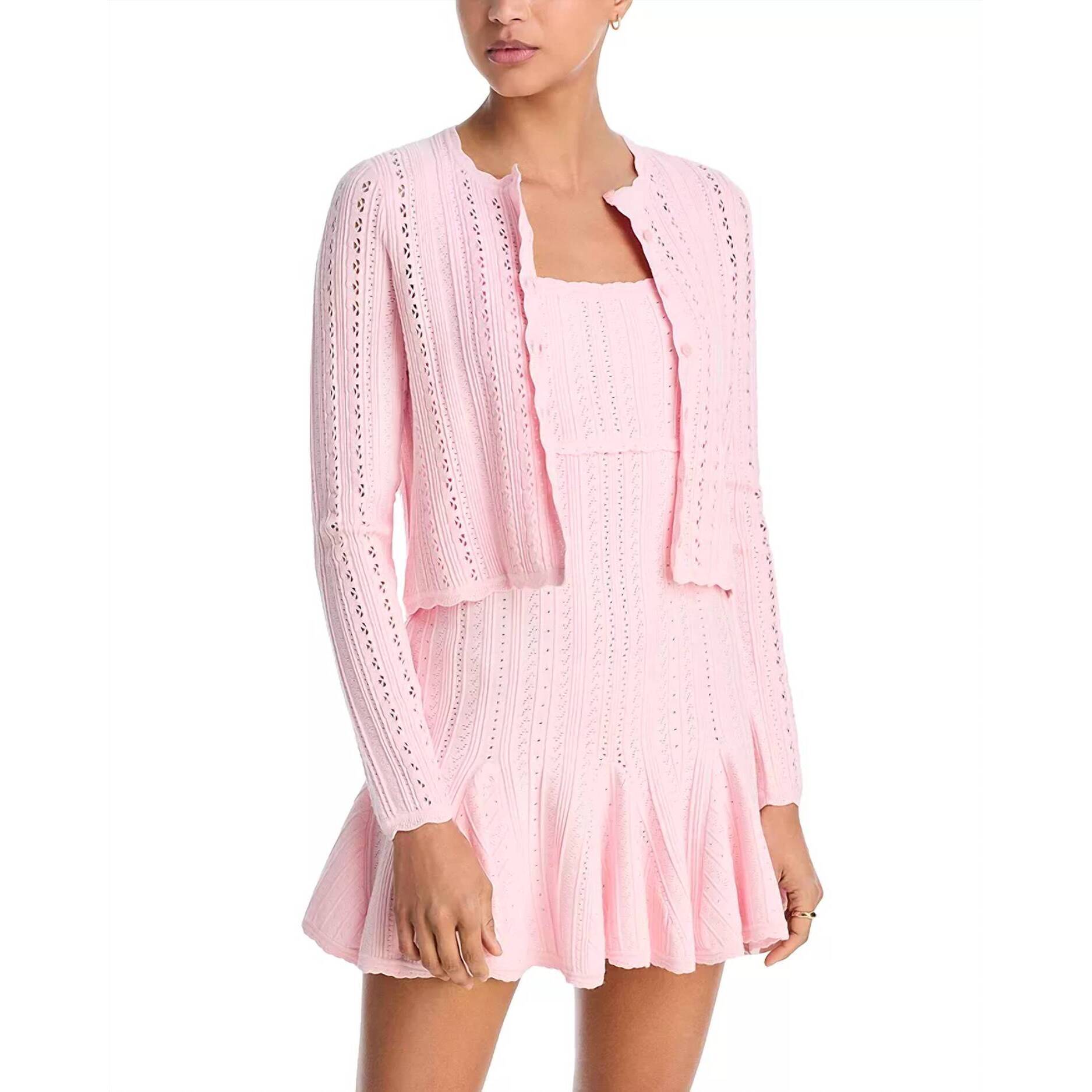 New Loveshackfancy Peridot Knit Cardigan In Peach Sorbet